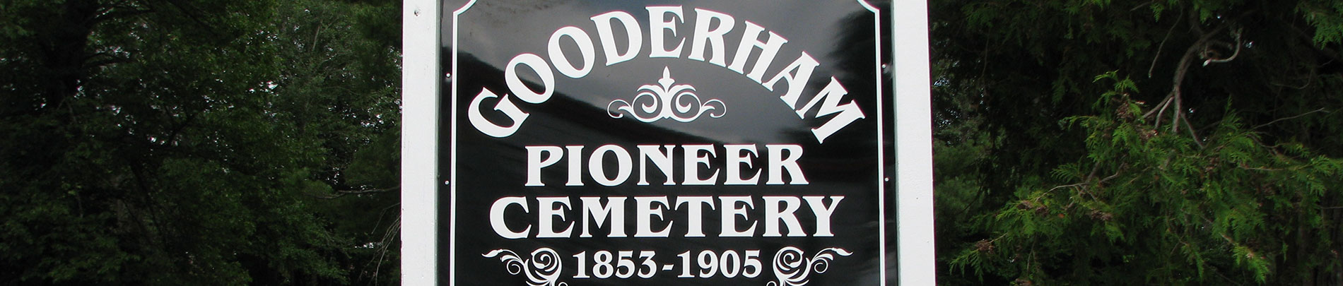 A sign that reads Gooderham Pioneer Cemetery.