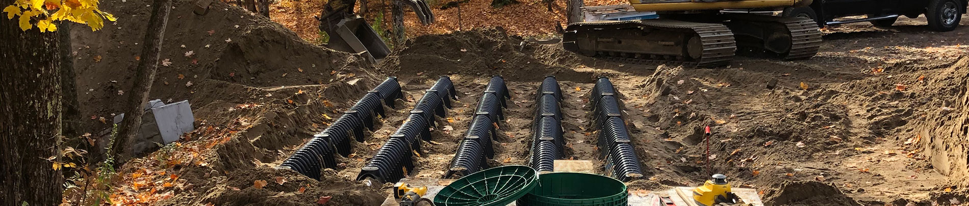 A septic system being installed.