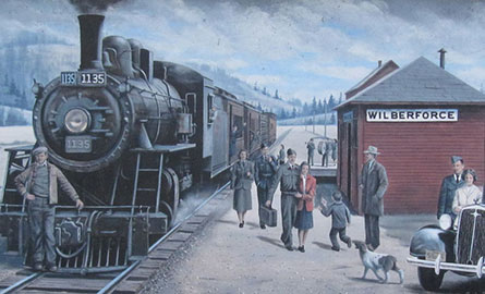 Mural of the IB & O train in Wilberforce.
