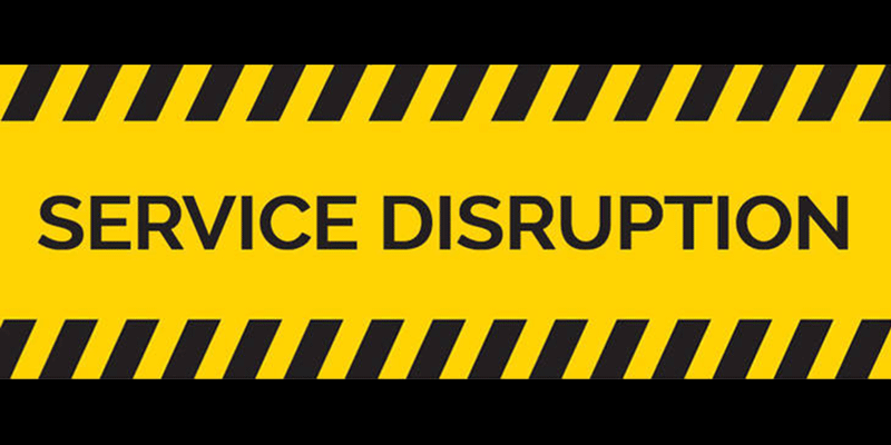 Banner saying Service Disruption